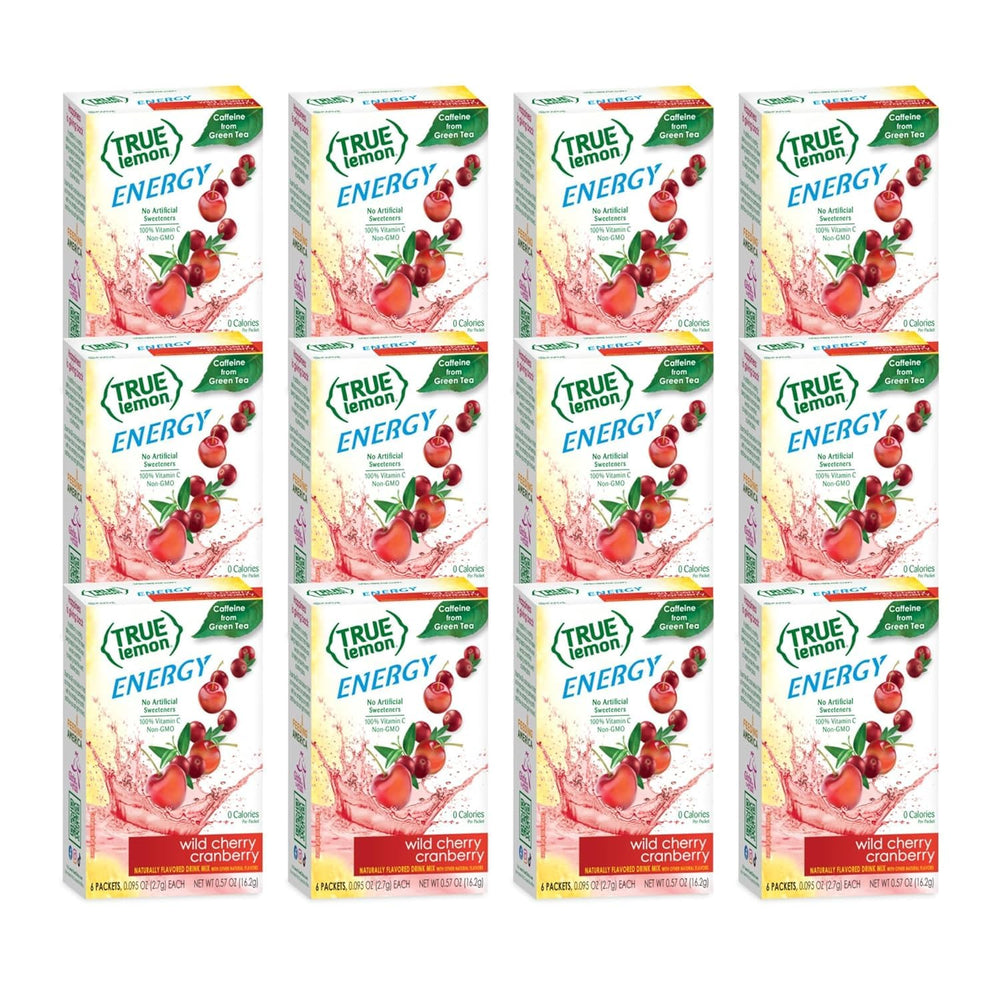True Lemon front packaging showing brand and flavor, convenient energy on the go