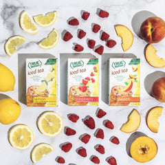 True Lemon ingredients display with tea leaves and lemon showing real-flavor benefit