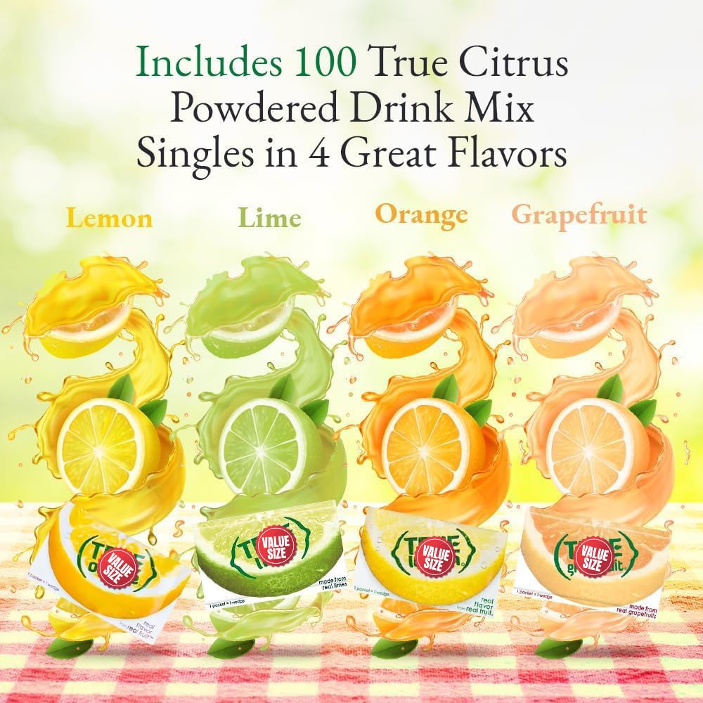 True brand single slim packet open close-up highlighting flip-top tear and easy pour convenience