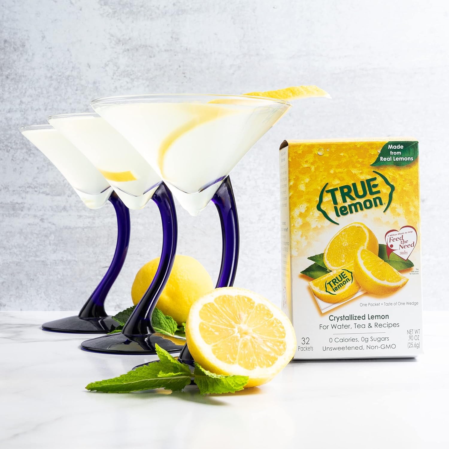 True Citrus packet stirred into iced tea highlighting enhanced flavor without calories