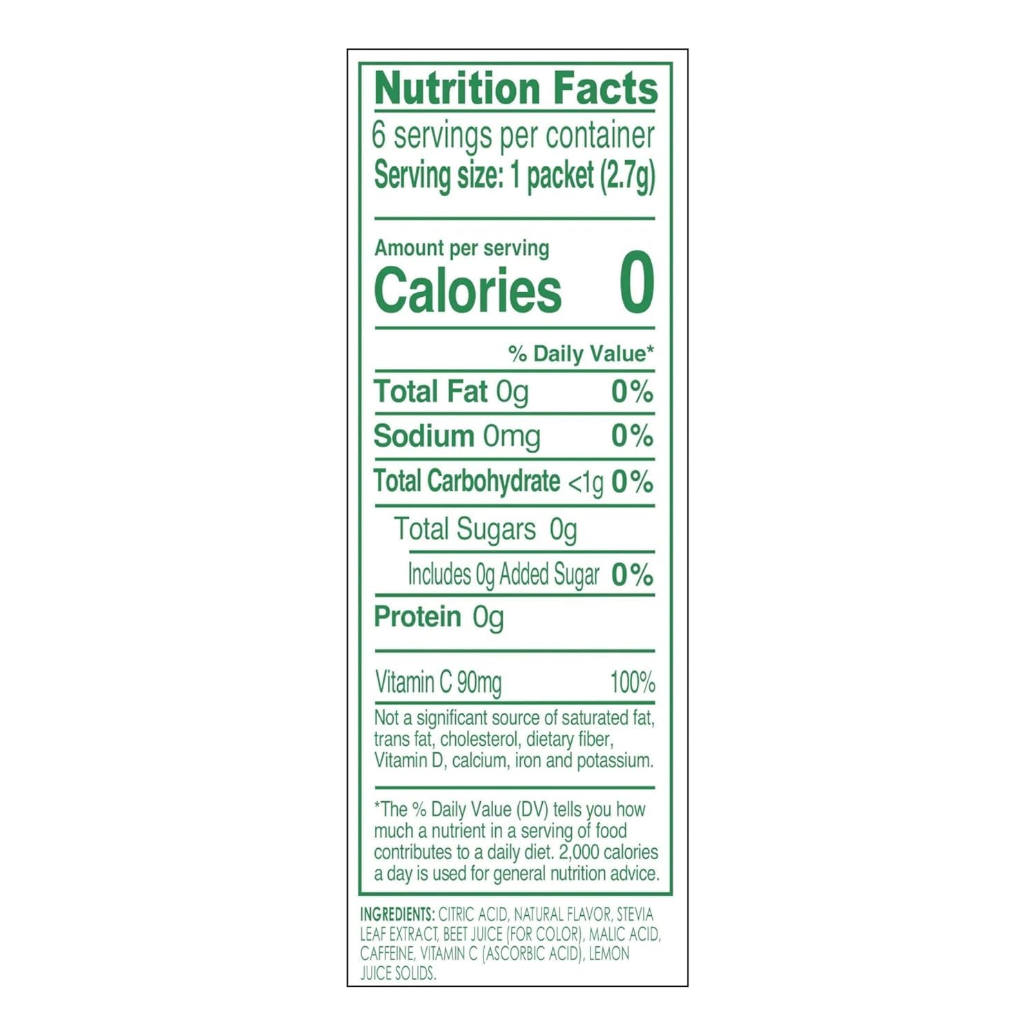 True Lemon single packet closeup displaying packet size and easy portability