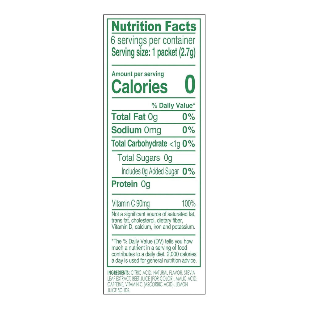 True Lemon single packet closeup displaying packet size and easy portability