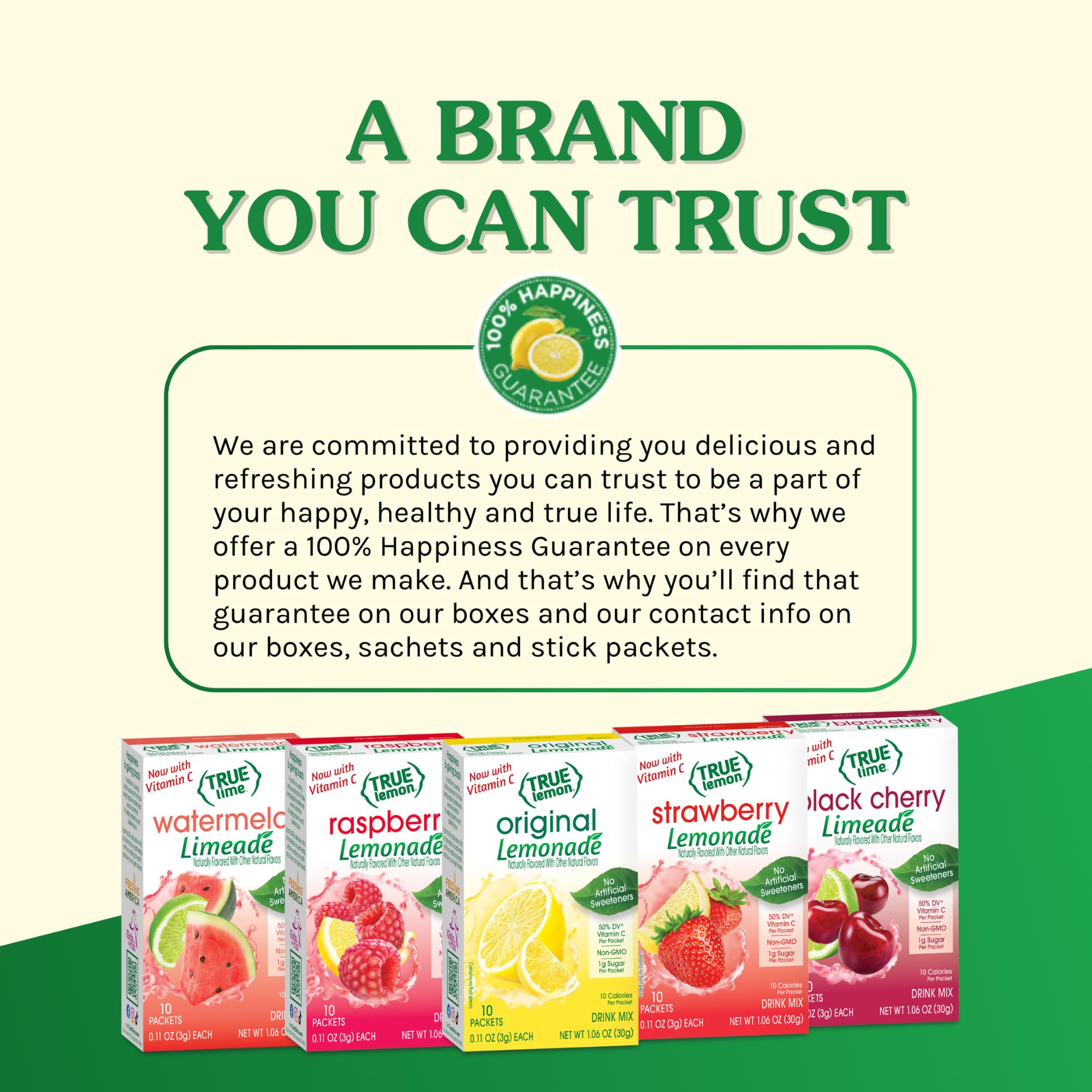 True Lemon stacked boxes illustrating the 12‑pack supply for households or offices