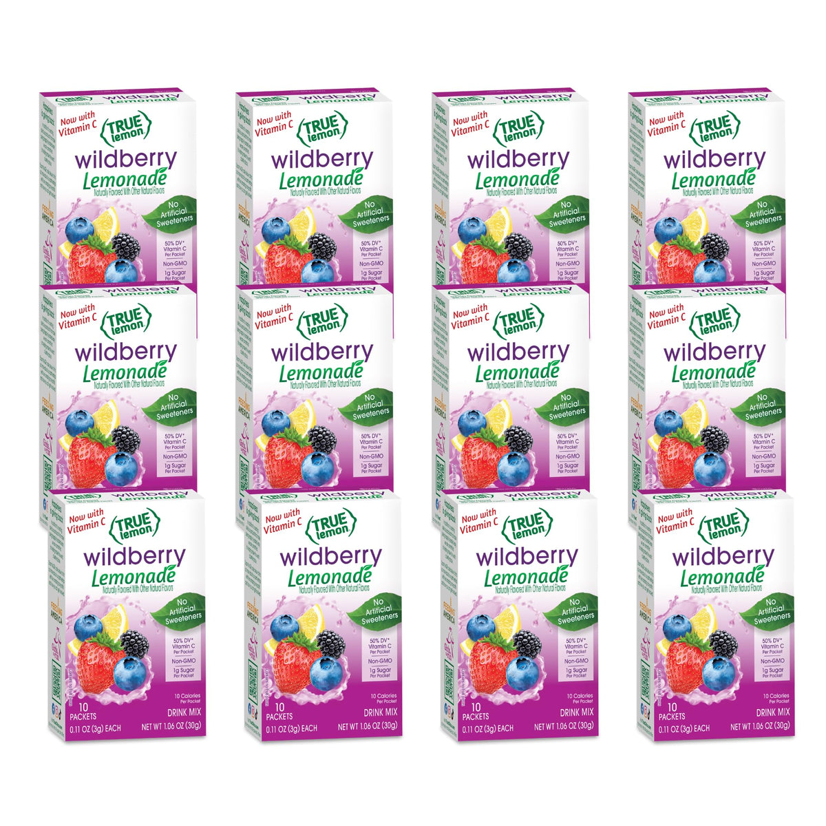 True Lemon front box showing Wildberry Lemonade packets and bright branding for quick selection