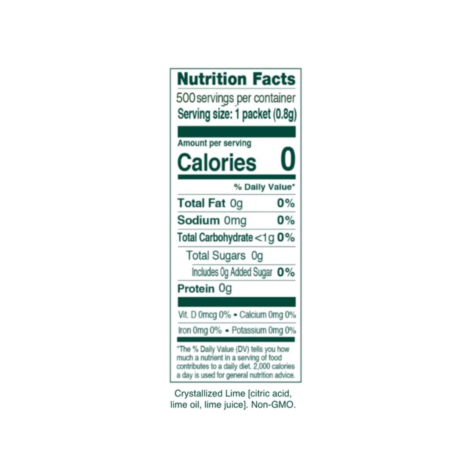 True Lime single packet close-up displaying crystallized lime texture and convenient portioning