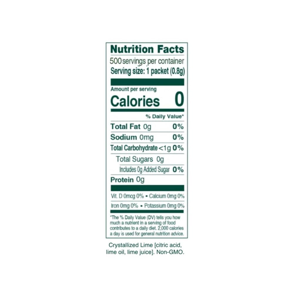 True Lime single packet close-up displaying crystallized lime texture and convenient portioning