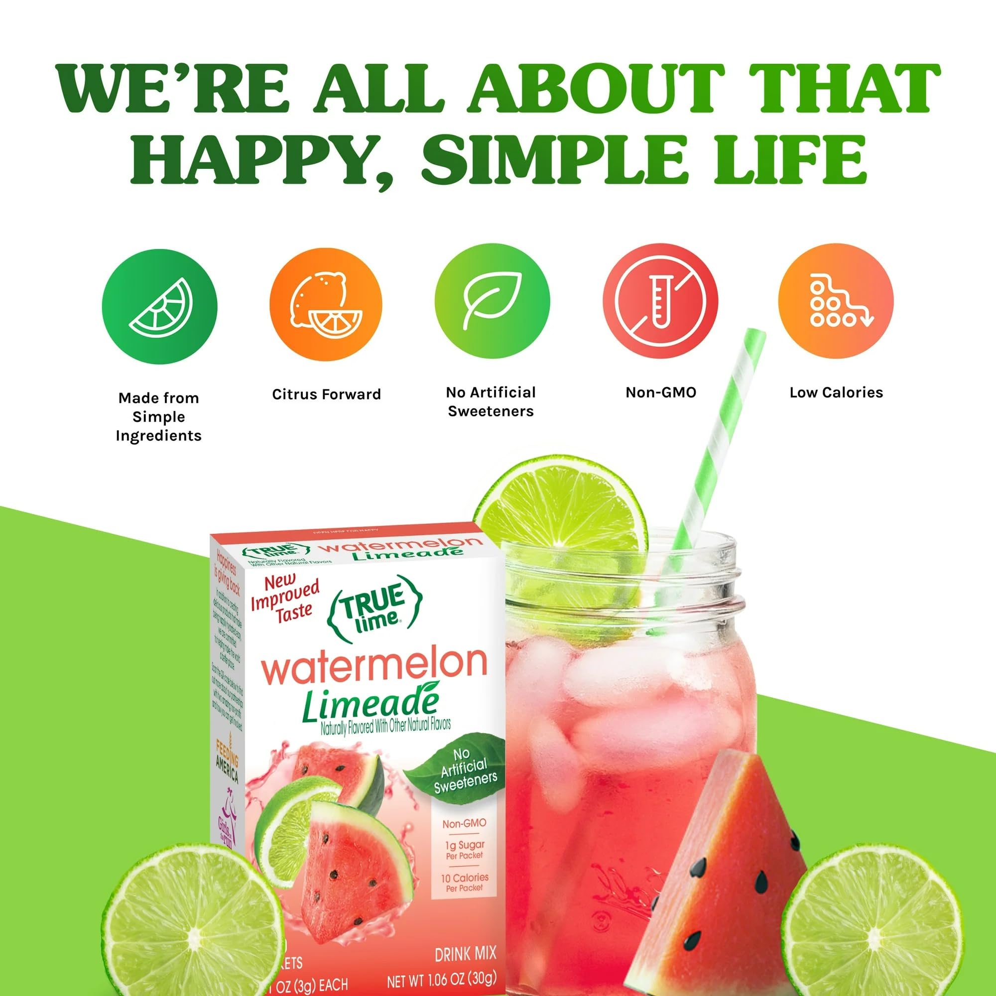 True Lime nutrition label close-up showing low-calorie and low-sugar information