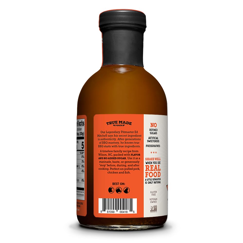 True Made Foods pouring mop sauce demonstrating easy basting