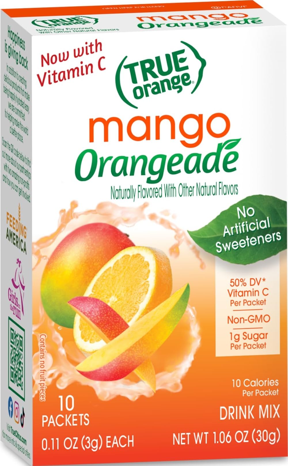 True Orange front packaging displaying mango orangeade and travel convenience