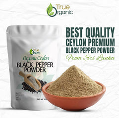 True Organic fine texture close-up of ground Ceylon pepper for even seasoning
