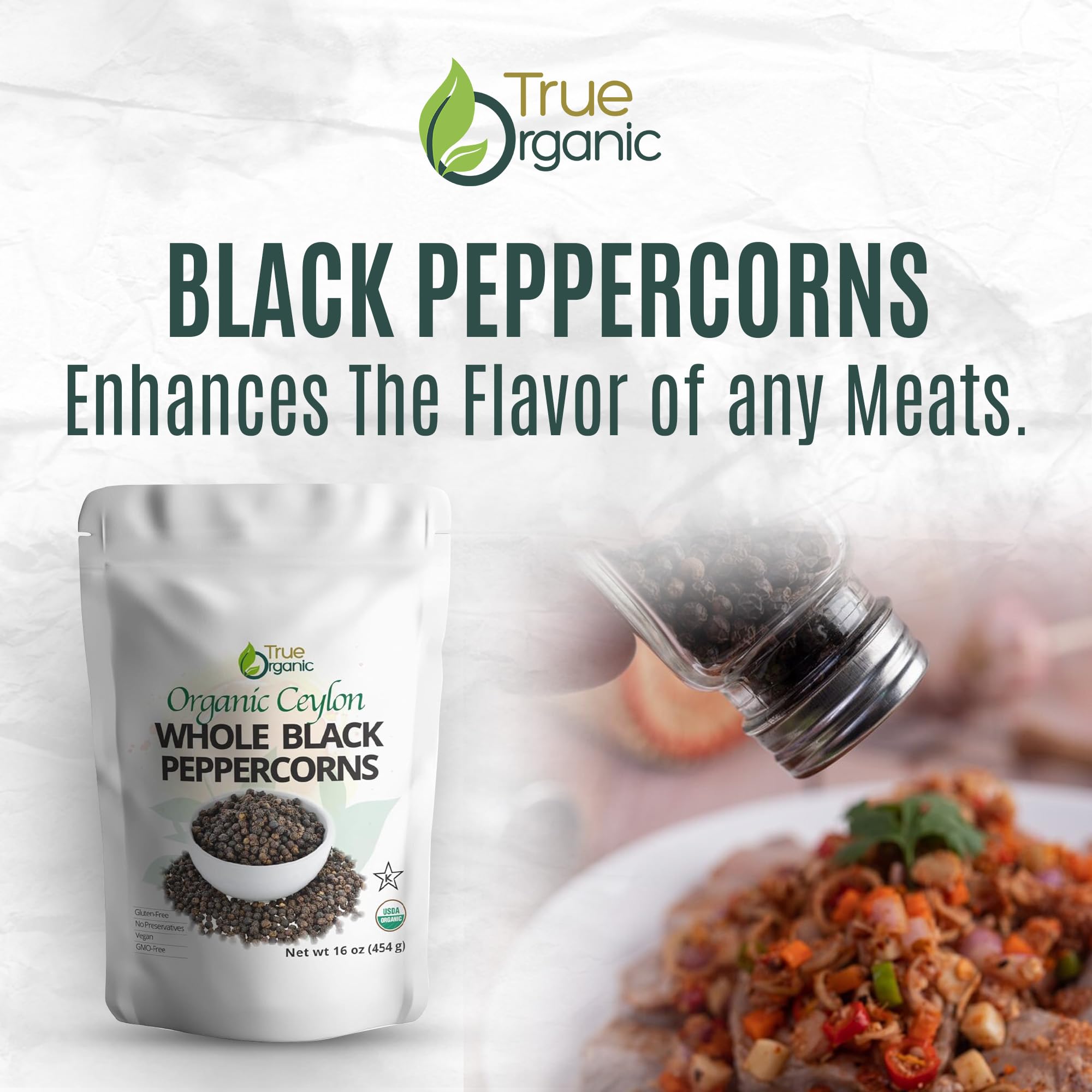 True Organic label with USDA Organic and kosher marks, assuring certified quality