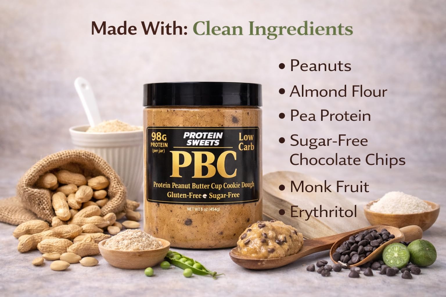 TRUE PATH dairy-free chocolate chips detail showing sweet, sugar-free option