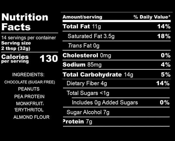TRUE PATH nutrition label close-up highlighting protein and fiber counts