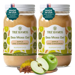 TrueSeaMoss front packaging showing two 16oz jars and flavor label benefit convenience