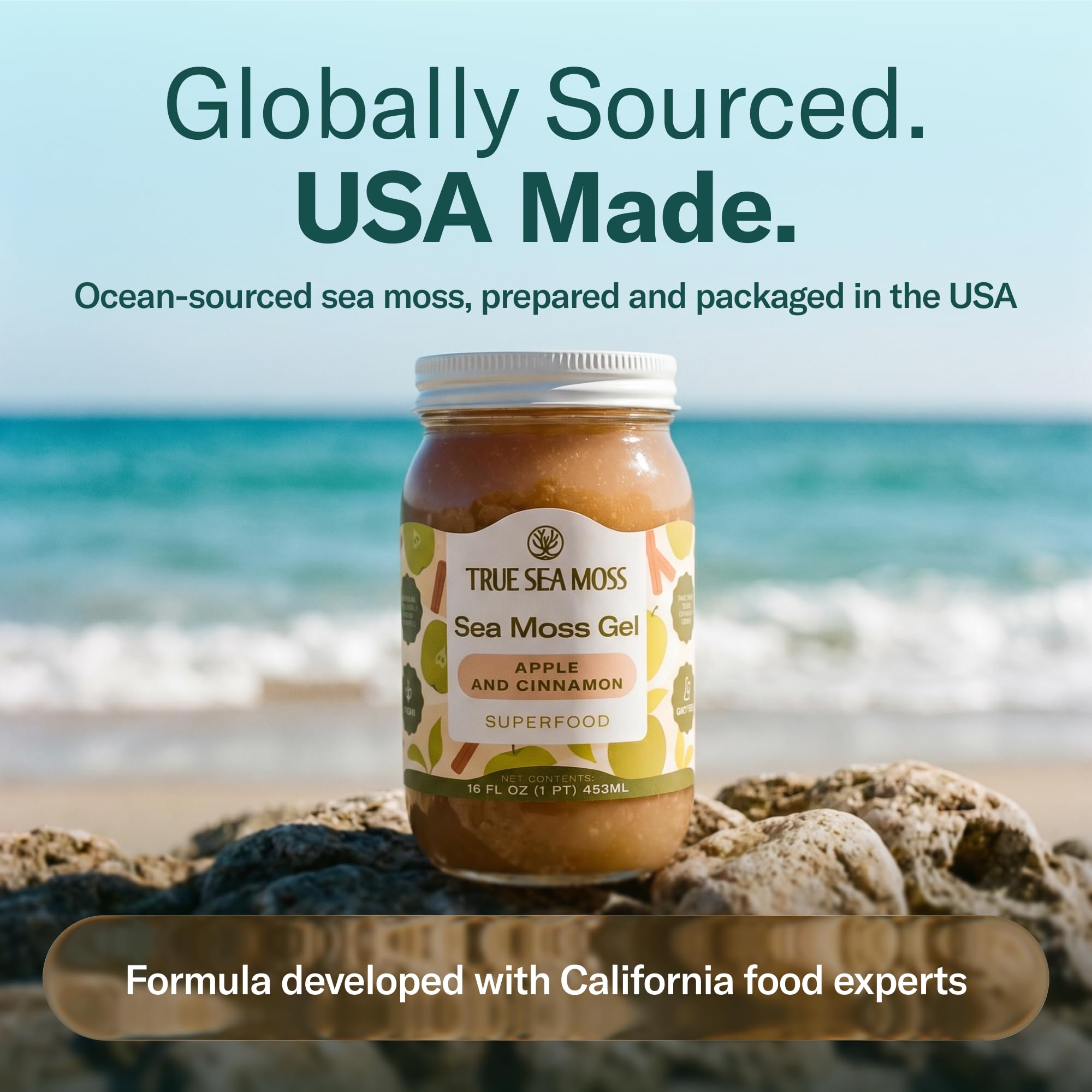 TrueSeaMoss scoop on a spoon illustrating recommended serving and portion control