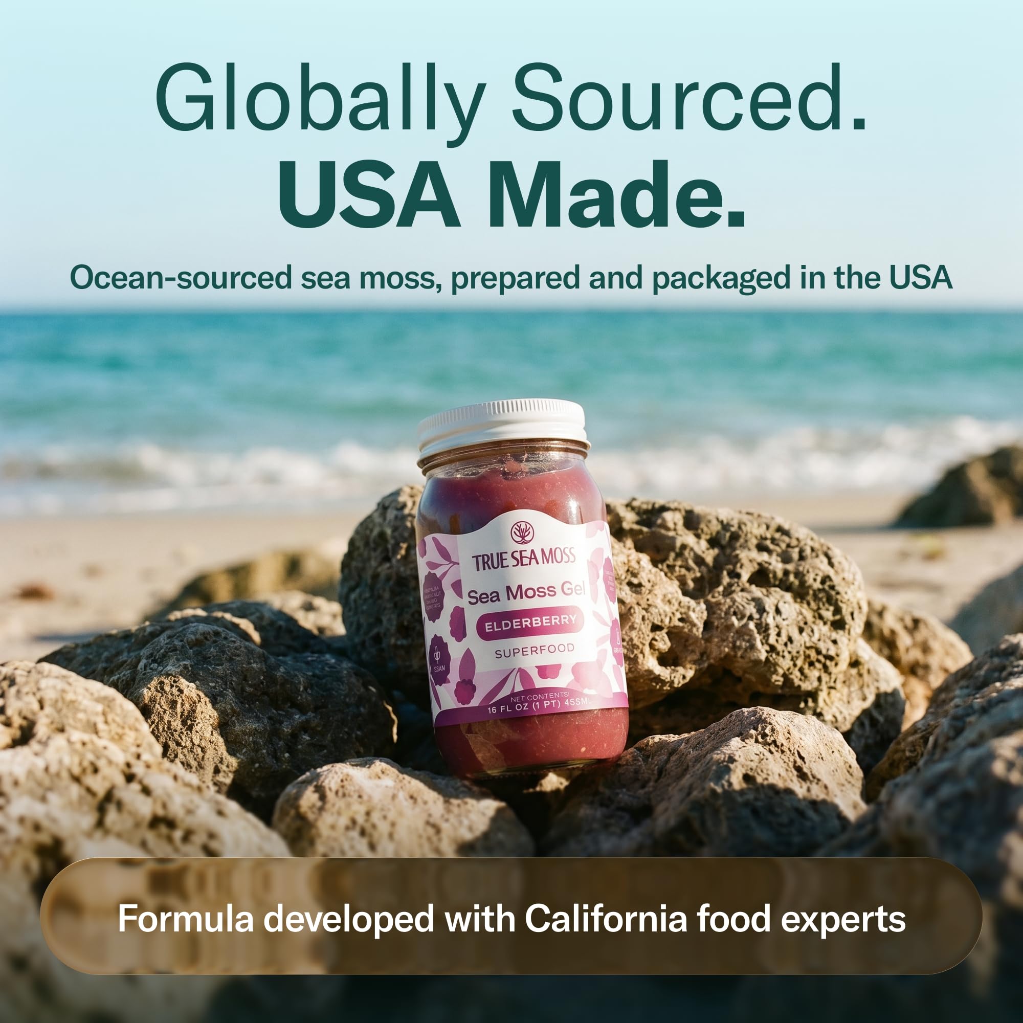 TrueSeaMoss elderberry blended into a smoothie demonstrating quick incorporation