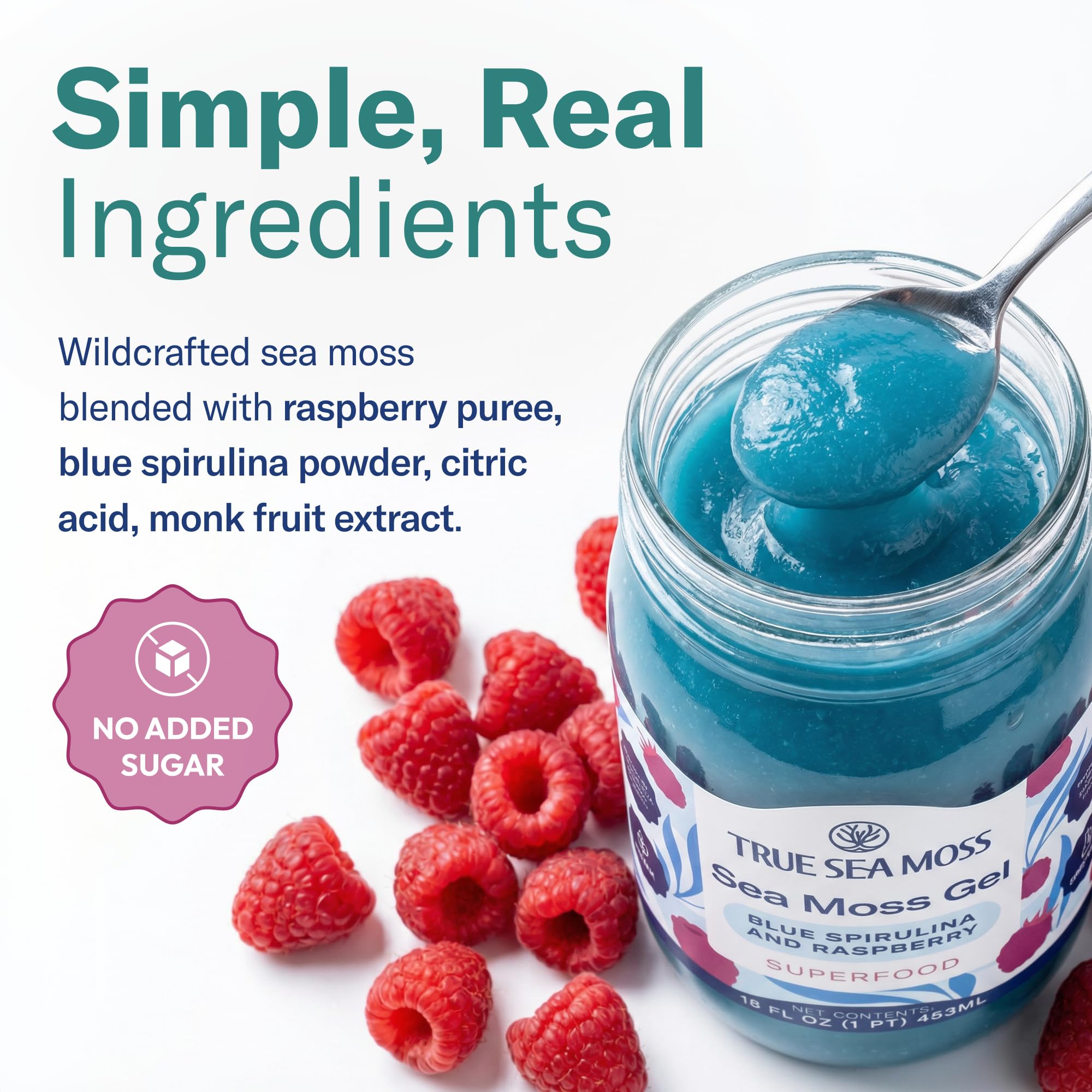 TrueSeaMoss open jar revealing smooth gel texture for easy mixing
