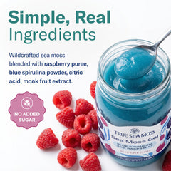 TrueSeaMoss open jar revealing smooth gel texture for easy mixing