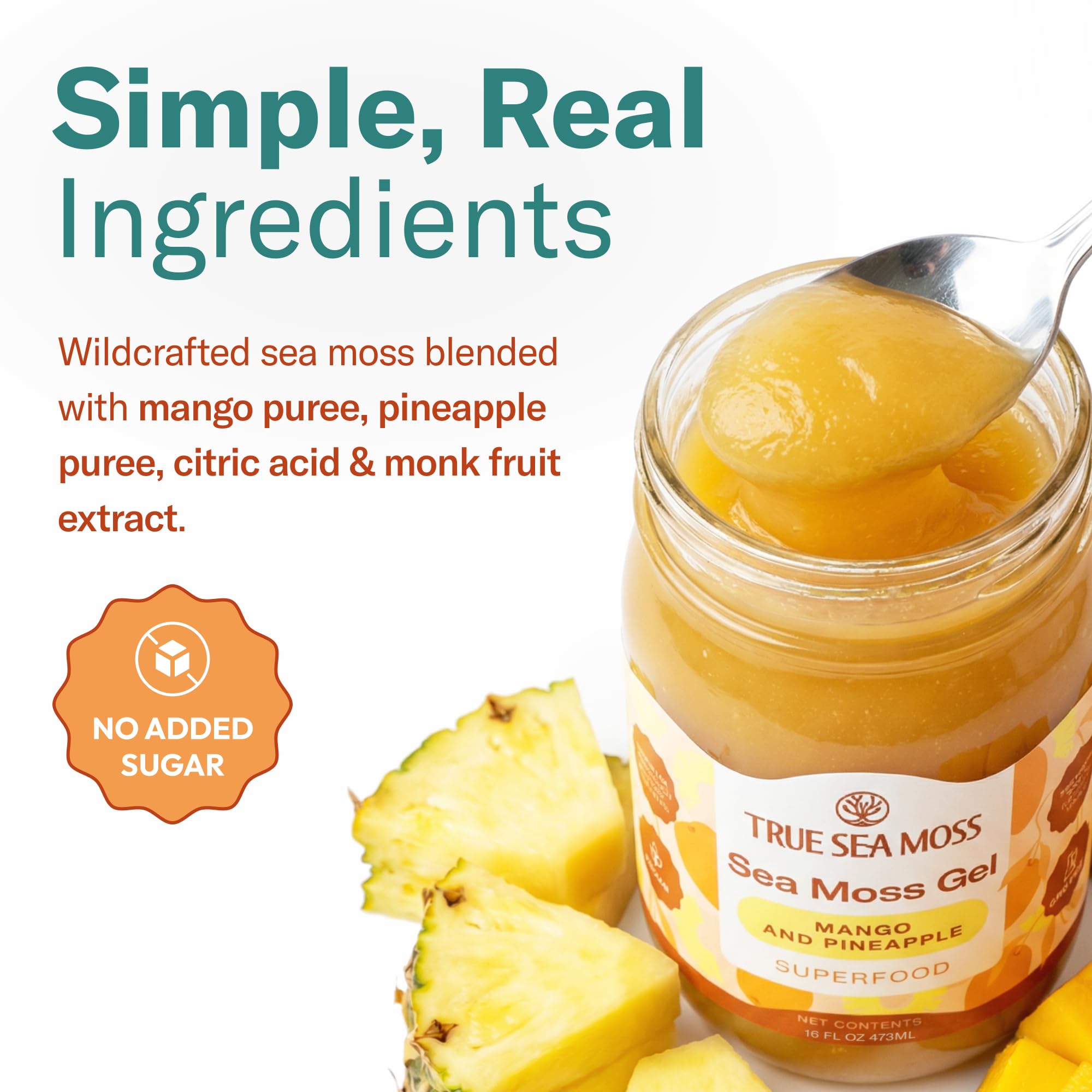 TrueSeaMoss open jar showing gel contents and texture for easy scooping benefit
