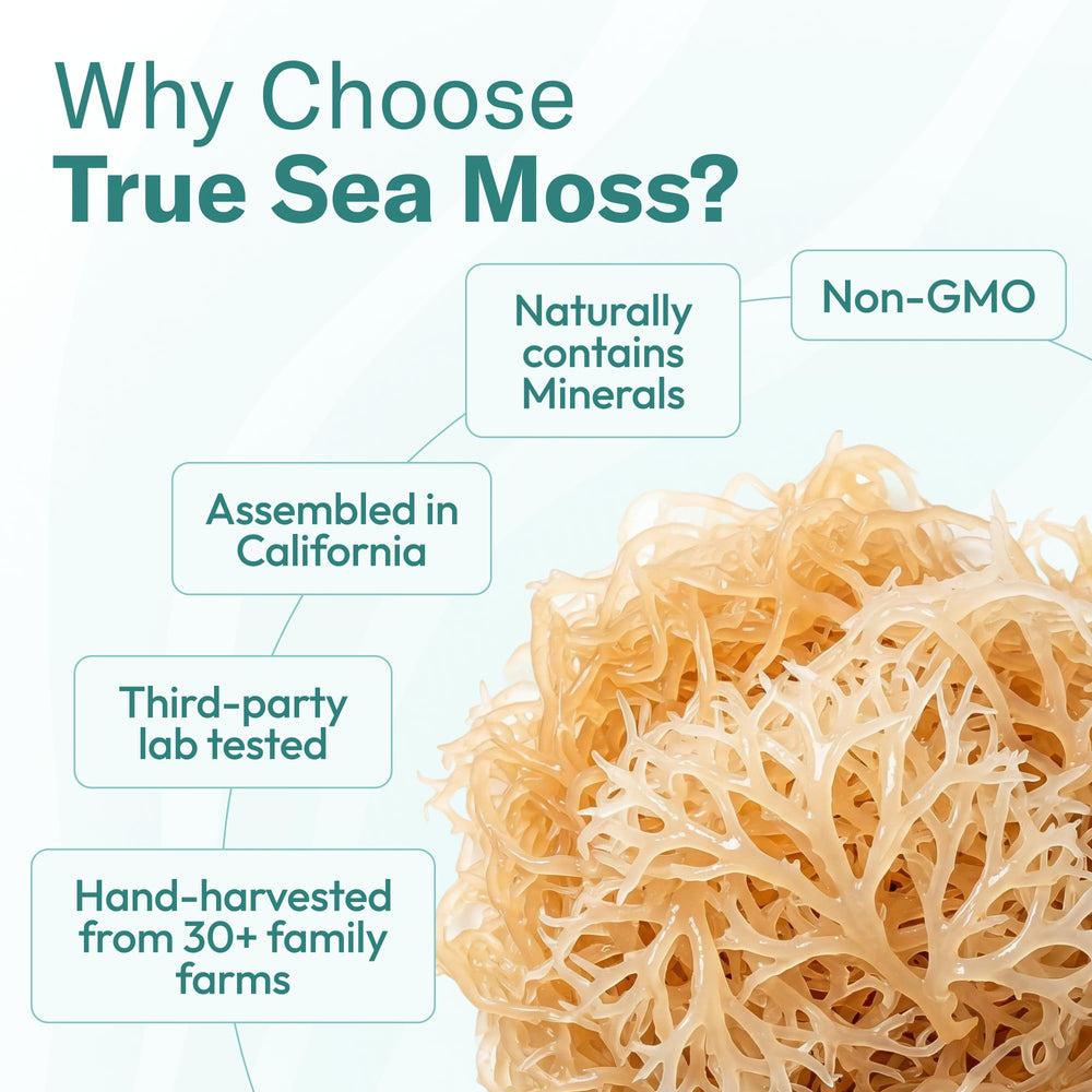 TrueSeaMoss certified facility badge emphasizing U.S. manufacturing quality benefit