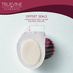 TrueVine offset tab top-seal detail demonstrating easy quiet opening for respectful distribution