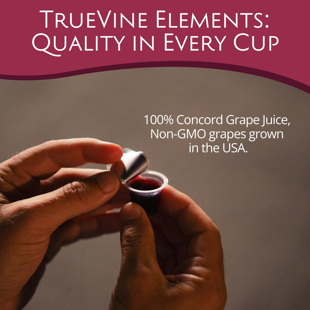 TrueVine cup held in hand to show scale and single-serve convenience for volunteers