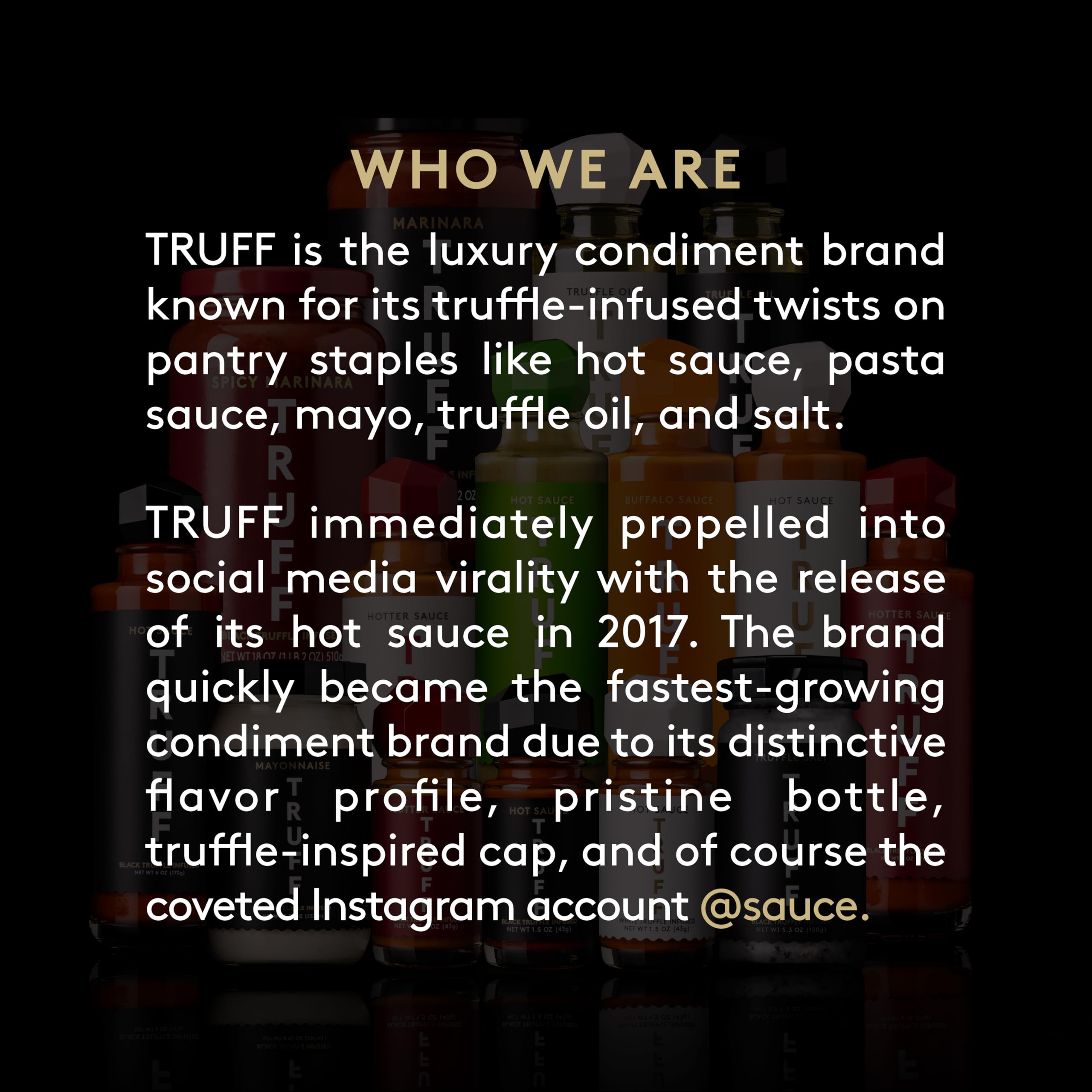 TRUFF ingredients flatlay with jalapeños lime and truffle highlighting premium components
