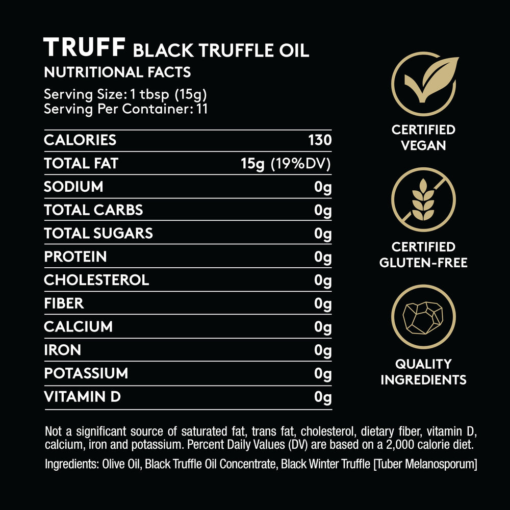 TRUFF label detail emphasizing real black truffle and ingredient clarity