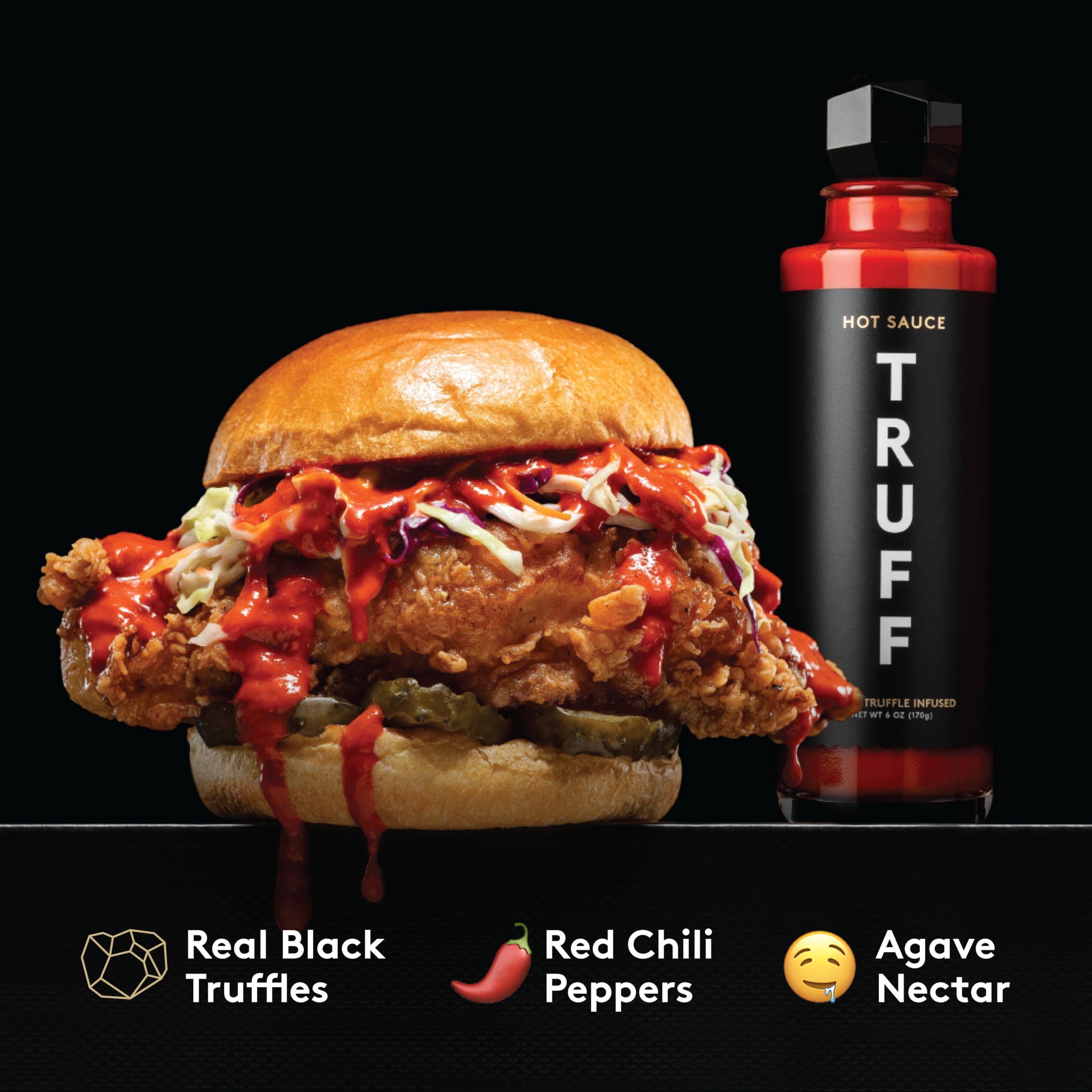 TRUFF close-up of sauce texture highlighting truffle specks and viscosity
