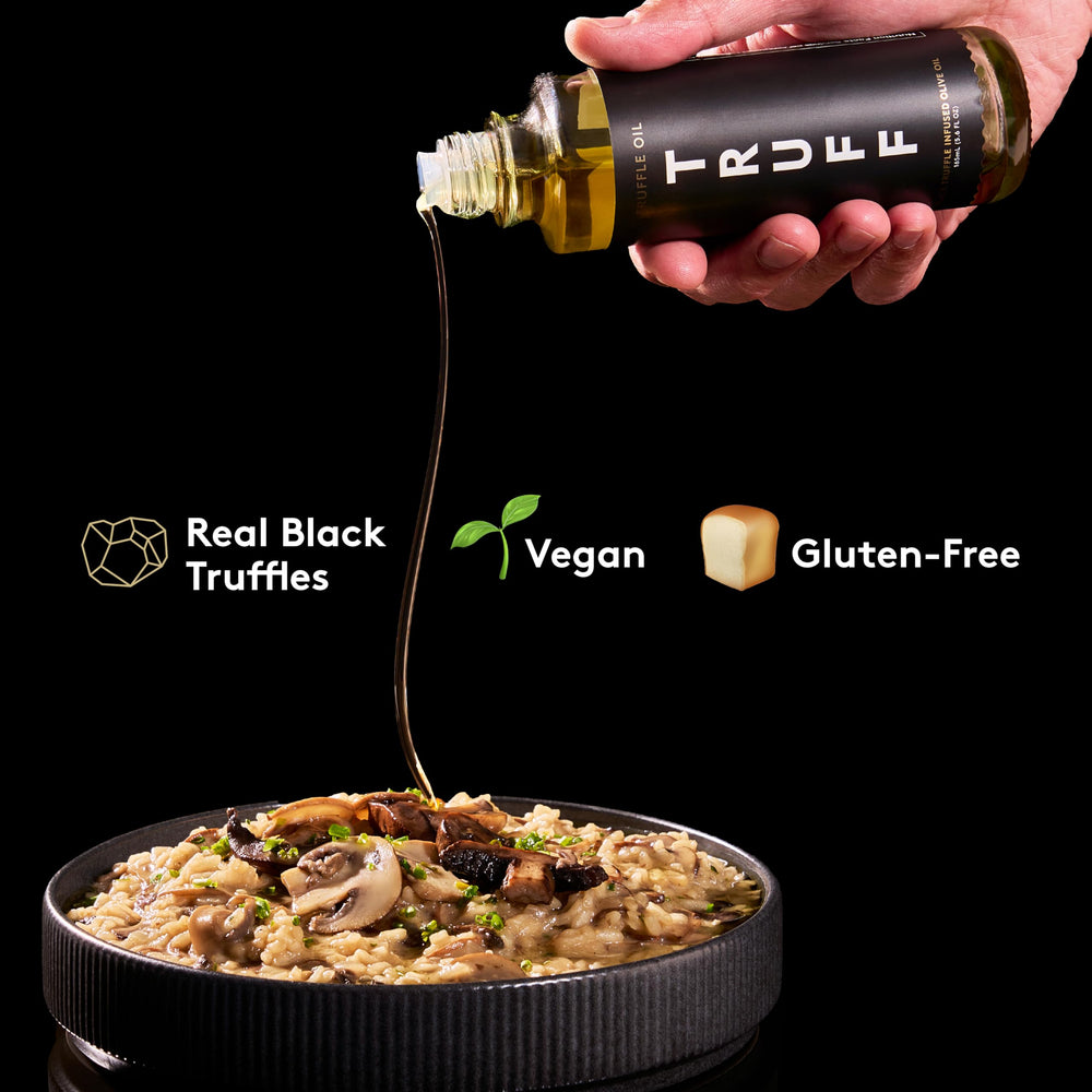 TRUFF pouring action over pasta highlighting aroma boost benefit