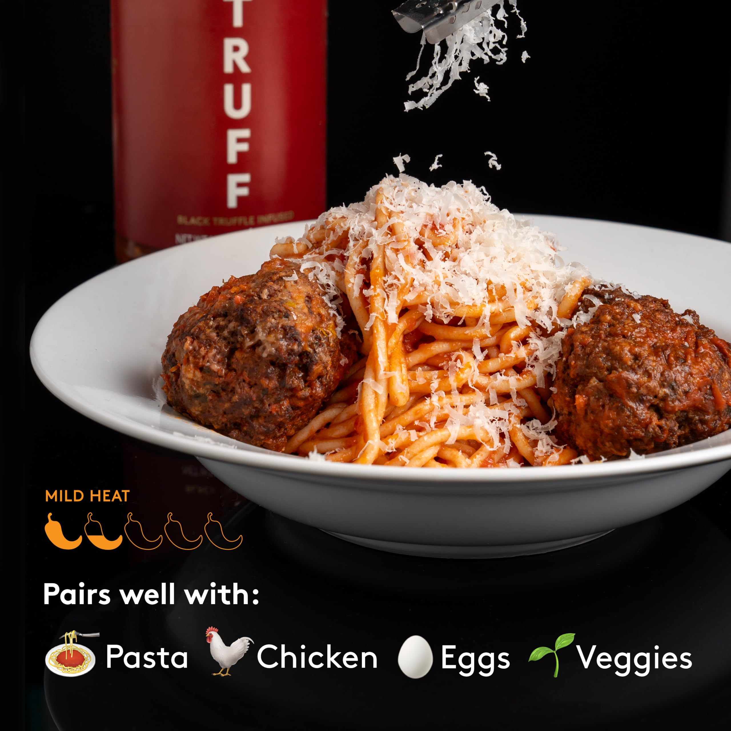 TRUFF jar open with rich marinara visible for texture and serving readiness
