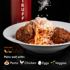 TRUFF jar open with rich marinara visible for texture and serving readiness