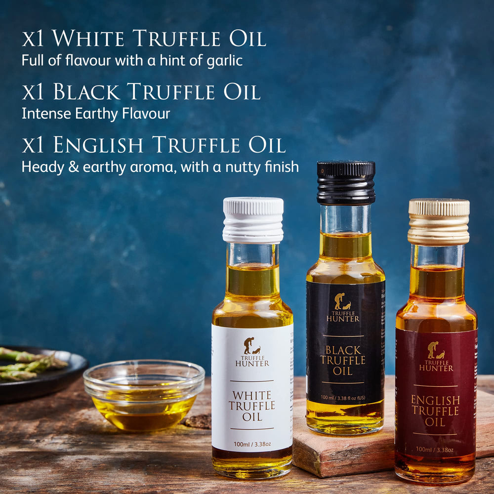 TruffleHunter black truffle oil bottle close-up highlighting label and rich color