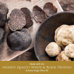 TruffleHunter white truffle oil bottle close-up showing cap and clarity for delicate finishing notes