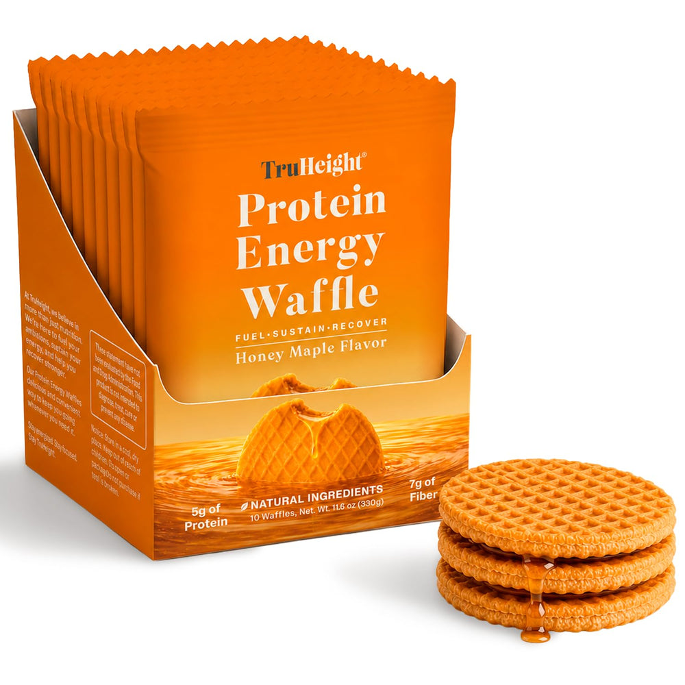 TruHeight front packaging showing honey maple flavor and 10-pack benefits