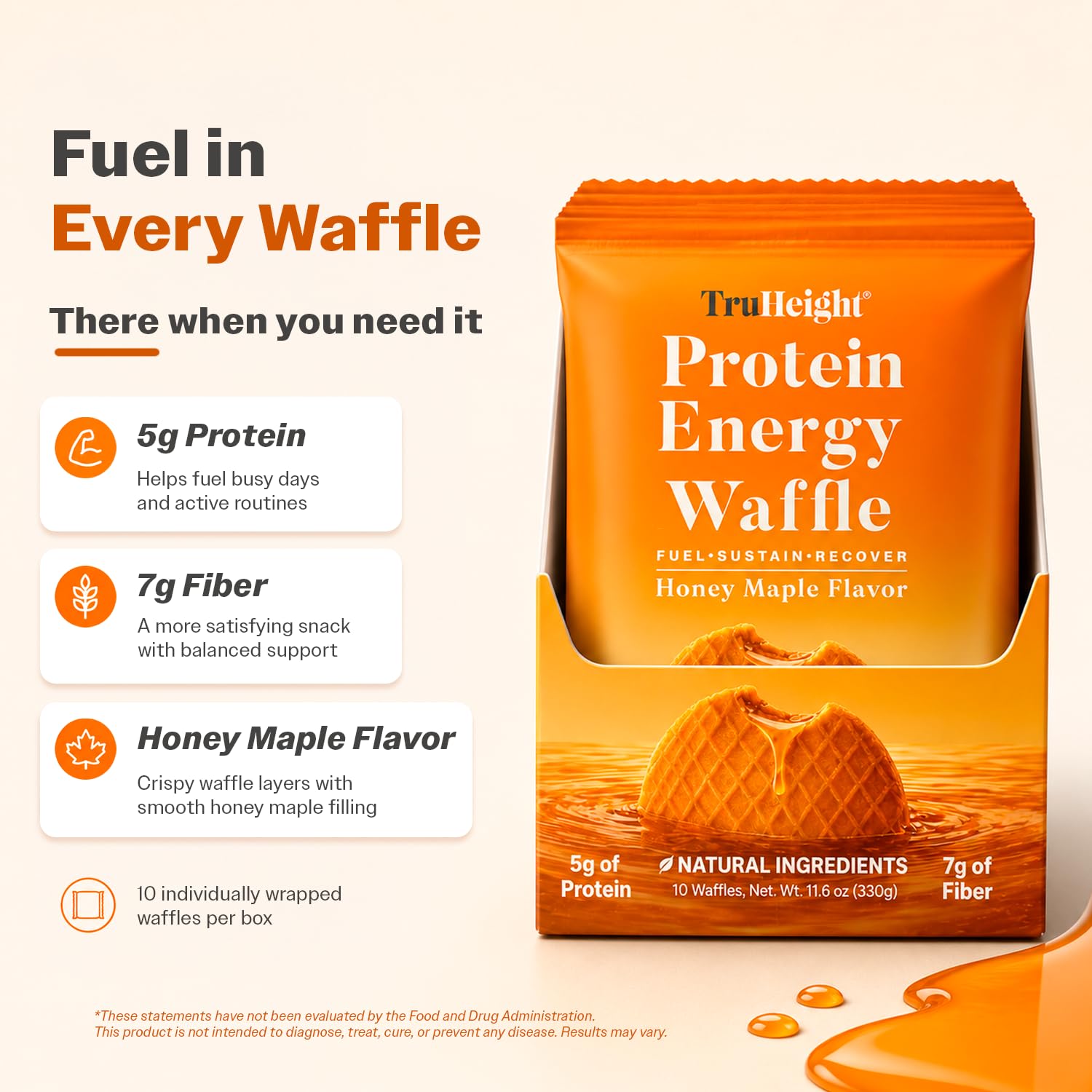 TruHeight waffle close-up showing filling texture and fiber-rich interior