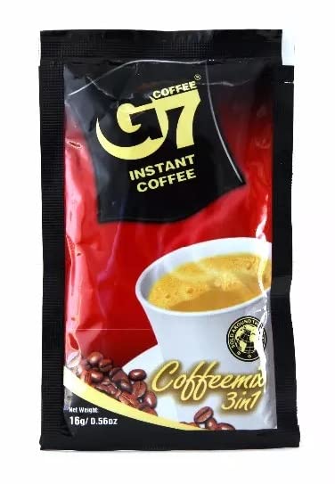Trung Nguyen G7 open sachet closeup highlighting ready-mix contents