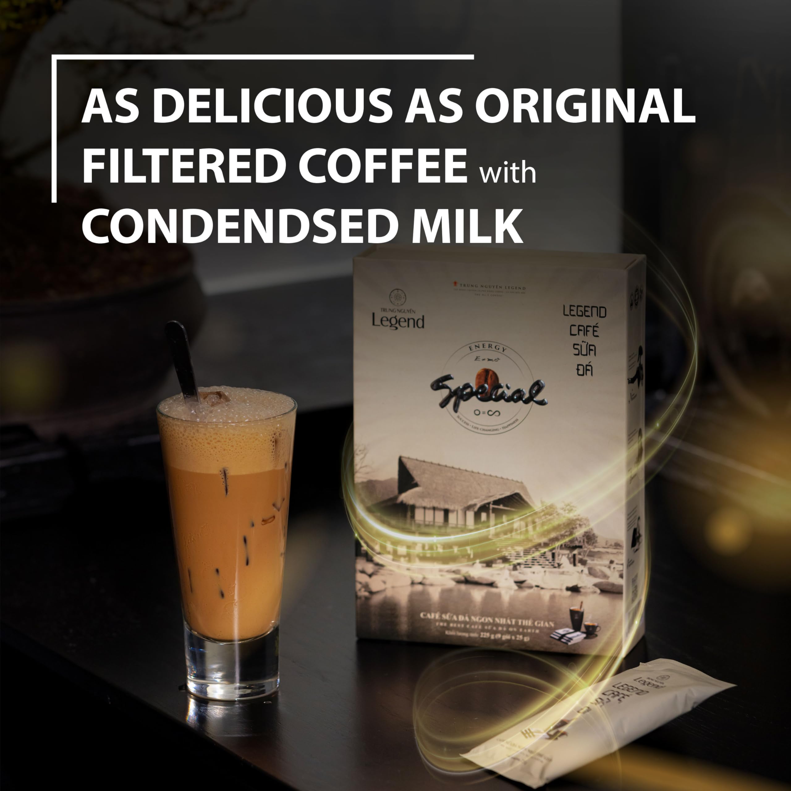 TRUNG NGUYÊN Legend prepared cup of cafe sua da with creamy surface for immediate enjoyment
