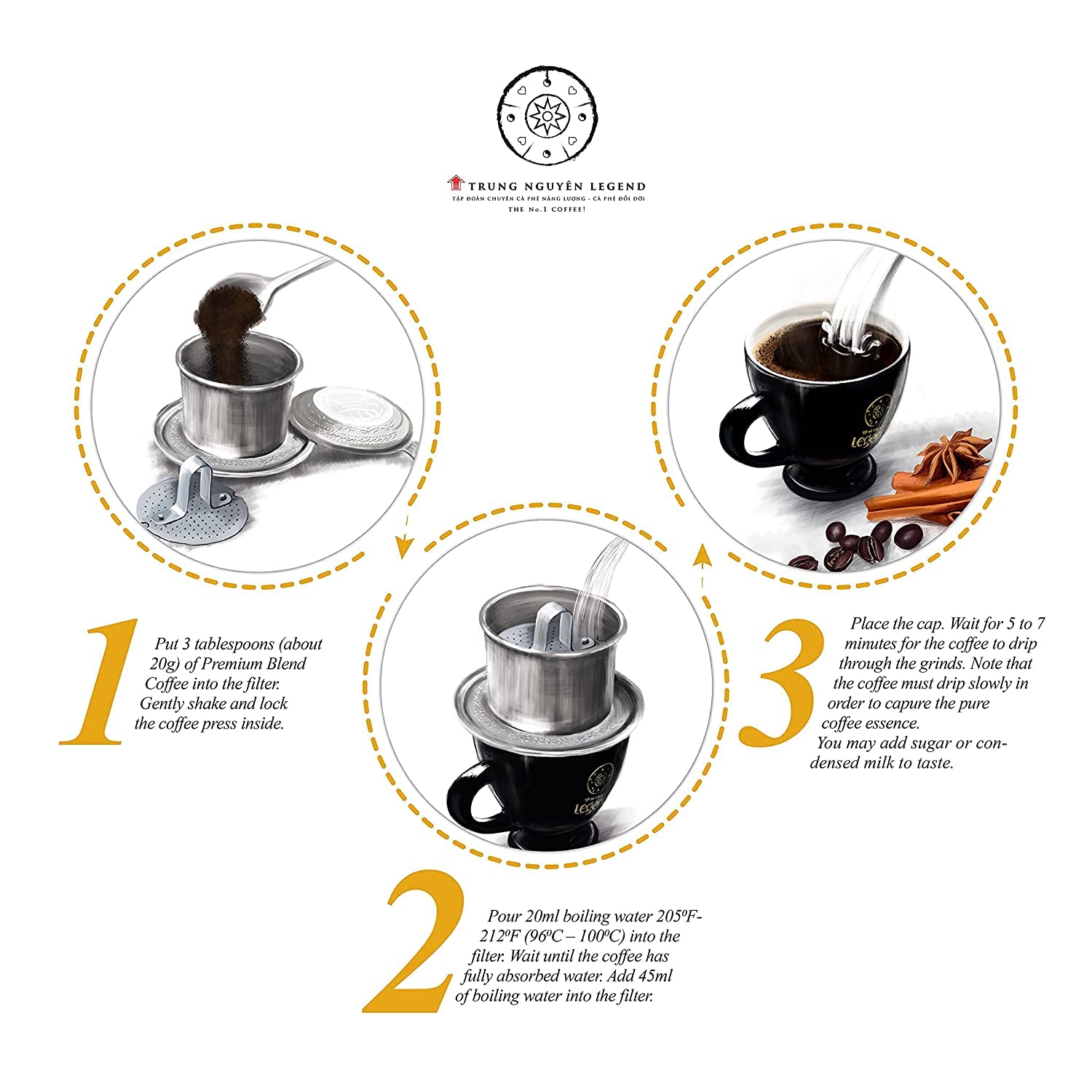 Trung Nguyen lifestyle kitchen setup with cup and can highlighting everyday enjoyment