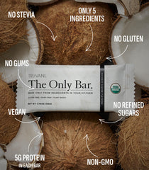 Truvani unwrapped bar close-up showing texture and nut pieces