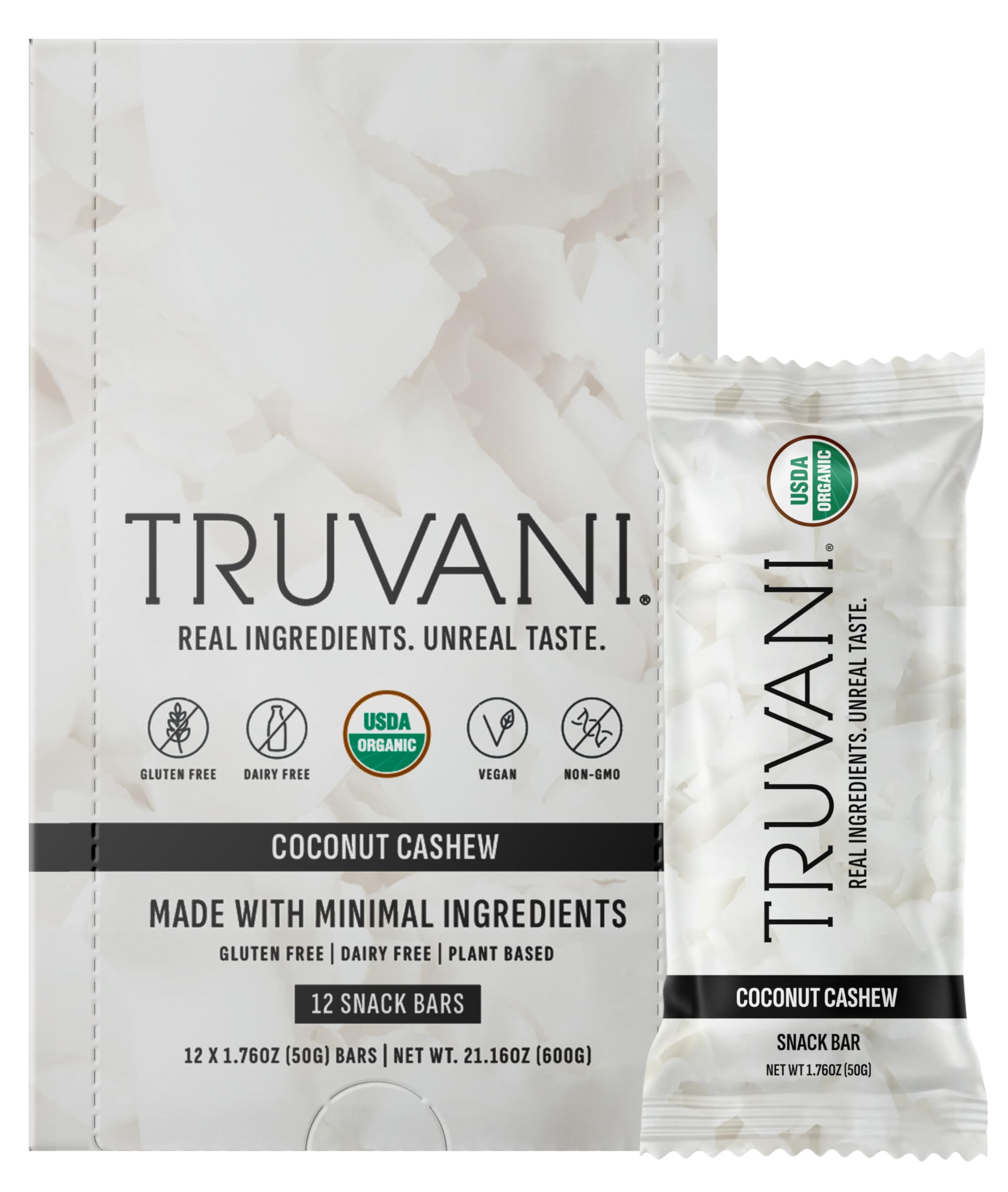 Truvani front packaging showing 12-pack convenience and organic badge