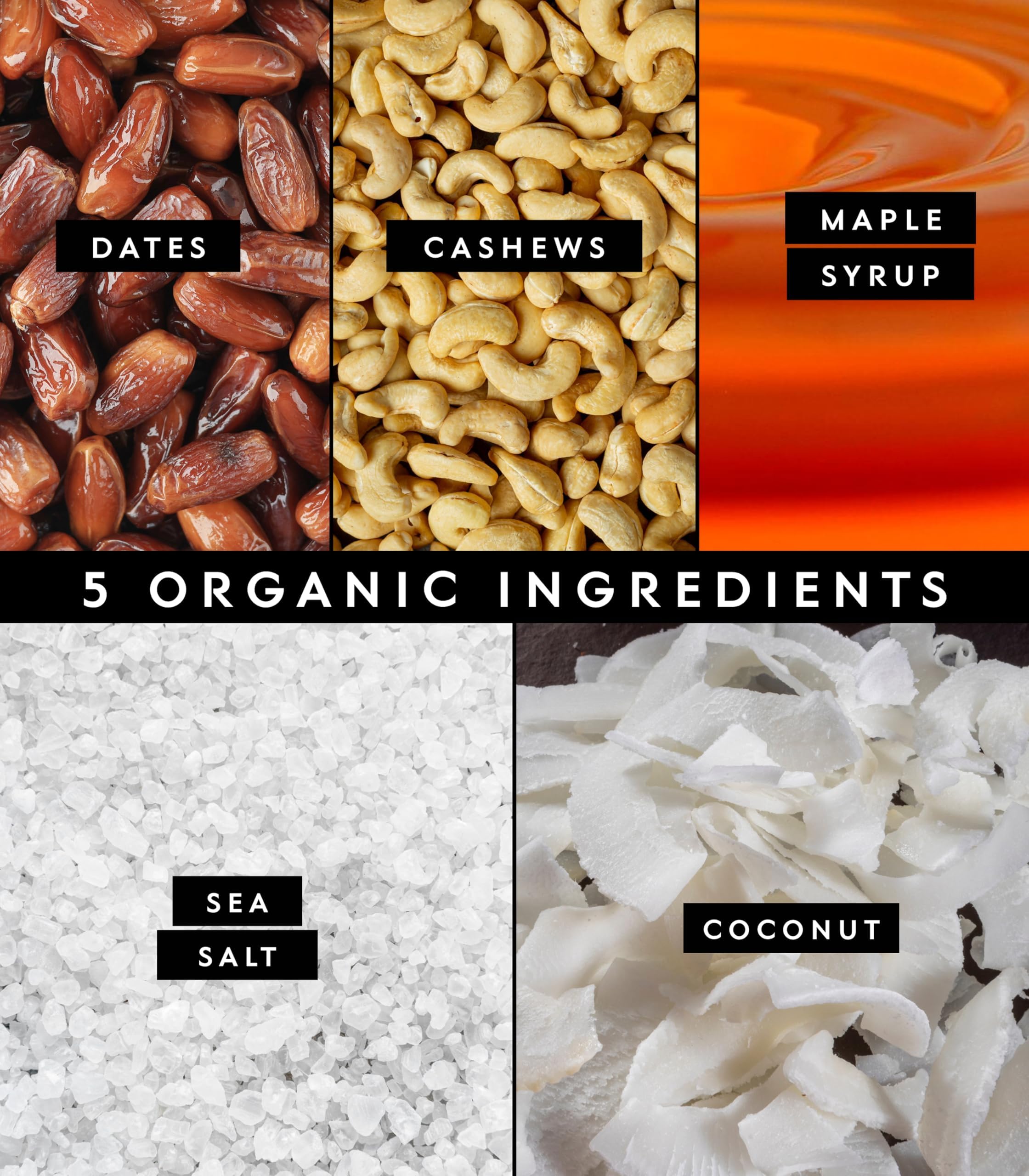 Truvani ingredient spread with cashews dates and coconut showcasing whole foods