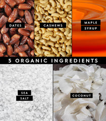 Truvani ingredient spread with cashews dates and coconut showcasing whole foods
