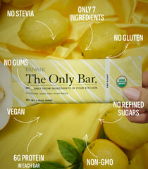 Truvani lemon bar close-up texture revealing nuts and dates for natural energy