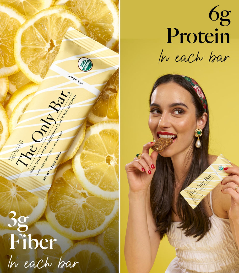Truvani lemon bar in hand scale demonstrating portable size for on-the-go