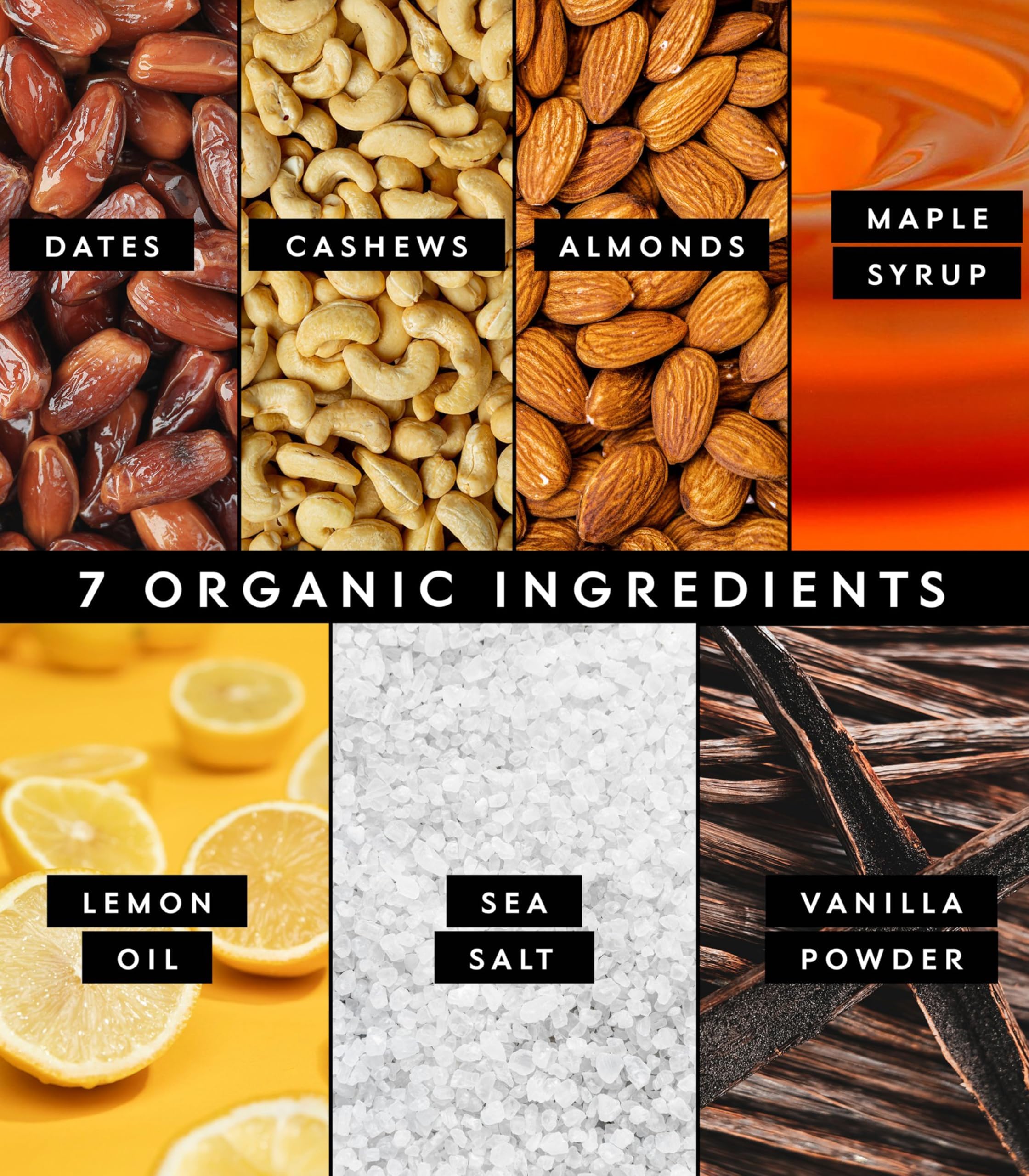 Truvani lemon bar ingredients layout with almonds, dates, and lemon for clarity