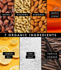 Truvani lemon bar ingredients layout with almonds, dates, and lemon for clarity
