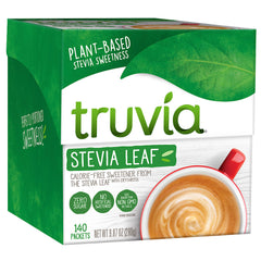 Truvia carton front view showing packet count and zero-calorie benefit
