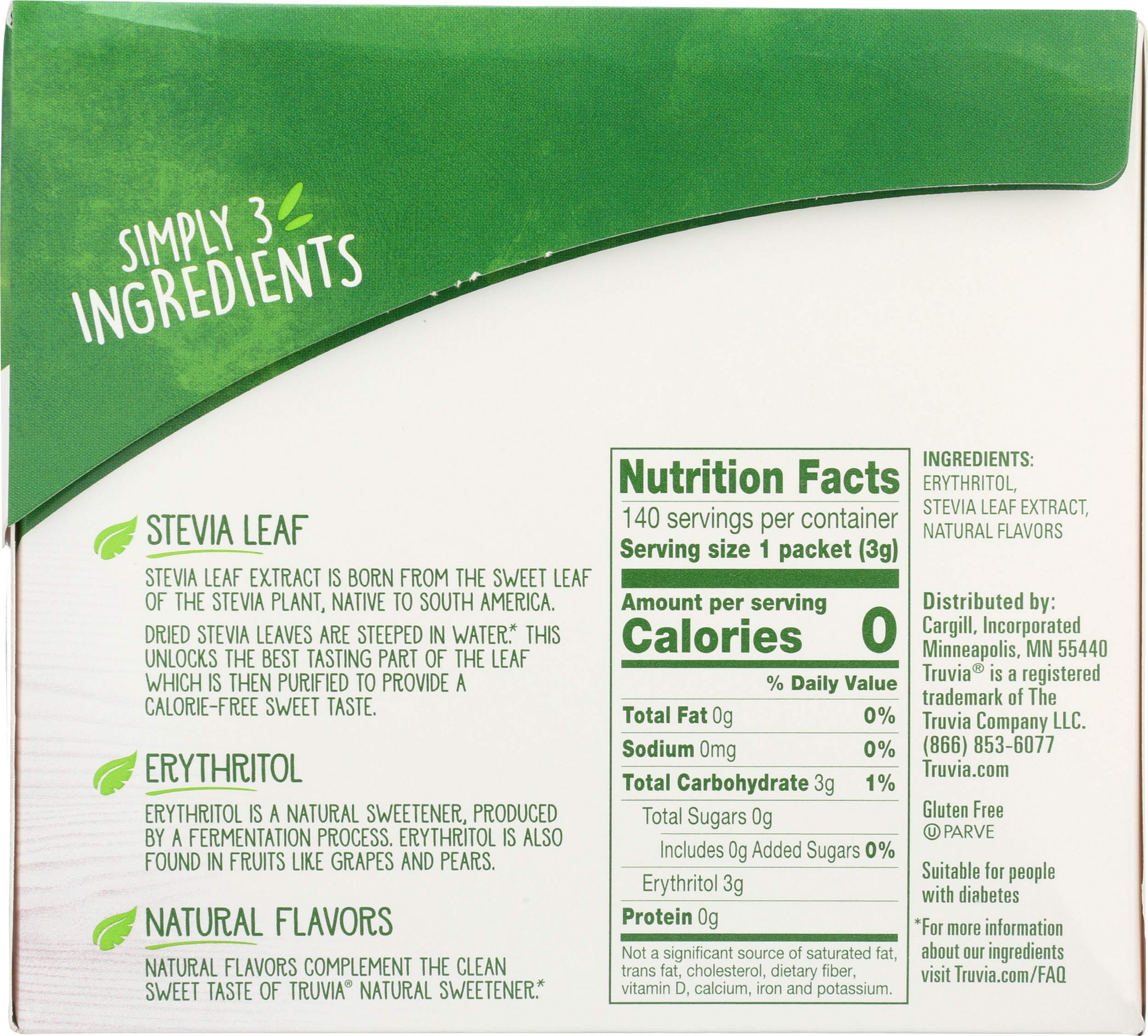 Truvia packet next to a teaspoon illustrating portable single-serve sizing