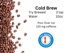 TryBrewed espresso-style shot in glass, demonstrates strong quick brew